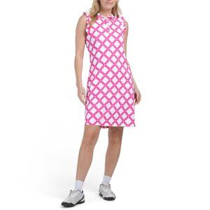 G LIFESTYLE Geo Upf 50 Short Sleeve Polo Mini Dress With Gold Tone Buttons